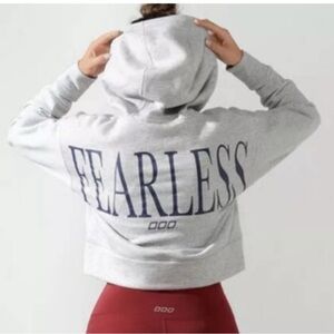 Lorna Jane Gray Oversized Hoodie with Blue Graphic